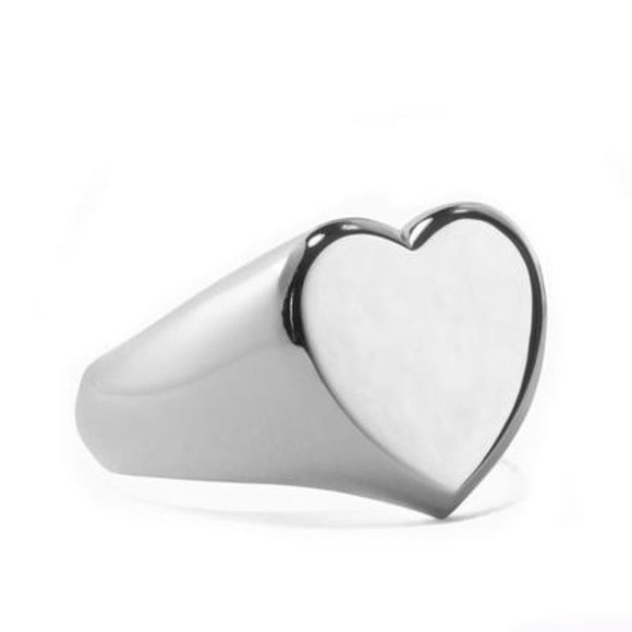 Silver Heart Signet Ring - Picture 2 of 4